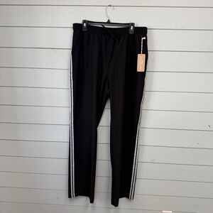 Albion trouser track pants black and white stripe women’s size Large TALL NWT